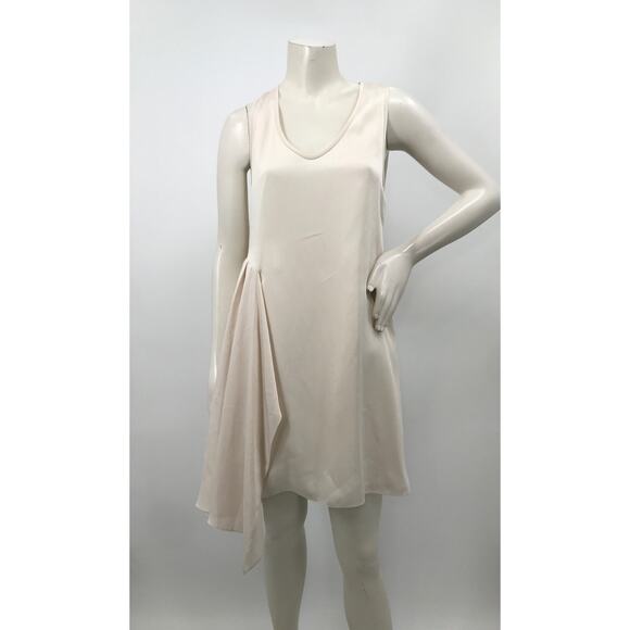 Morgan Carper Ivory Sleeveless Asymmetrical Side Ruffle Shift Dress Size 4 - Picture 2 of 13
